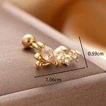 Gold color / 1 Piece Simple Series Fish Copper  Gold Color Zircon Women's Stud Earrings Picture2